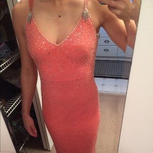 Pink jeweled long dress